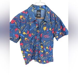 Chucky Good Guy Button down shirt Men M Blue Short Sleeve Shirt Casual chucky